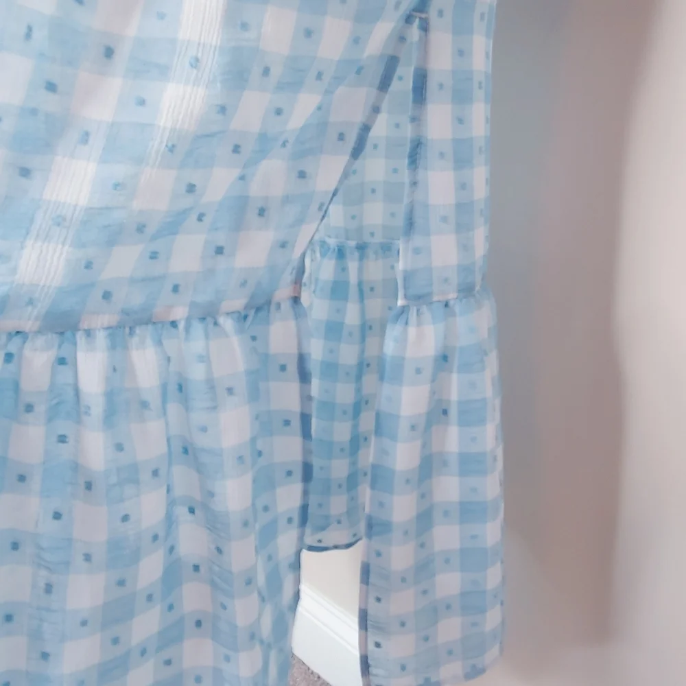 TOPSHOP Gingham Smocked Tiered Midi Skirt SZ 8‎